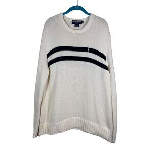 Ralph Lauren Knit Sweater 2XL Cream Academia Old Money Varsity Retro Classic 80s